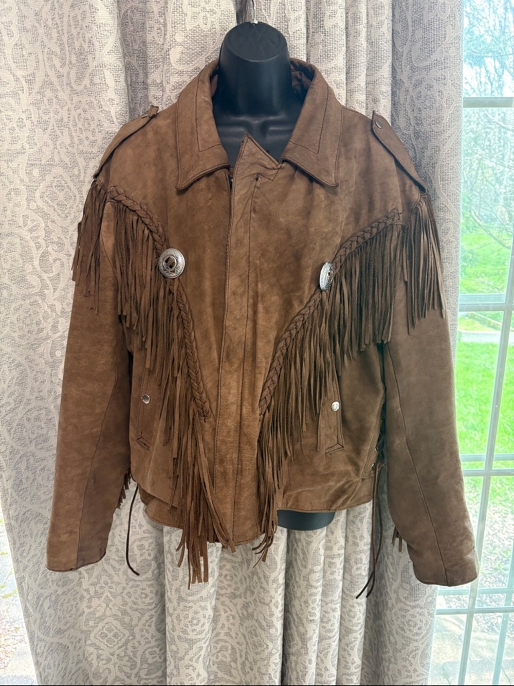 Hot Leathers 46 vintage Men's Brown LeatherFringe Jacket